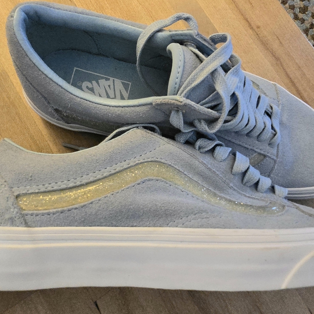 Vans suede light blue/sparkle size 9.5